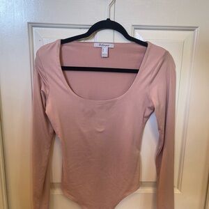 Pink Long Sleeve Fitted Bodysuit